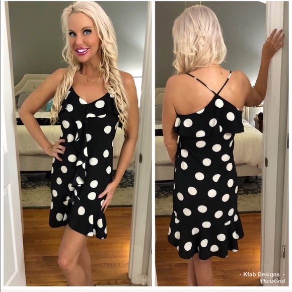 LAST 1! Strappy Ruffled Polka Dot Dress! - Picture 2 of 7
